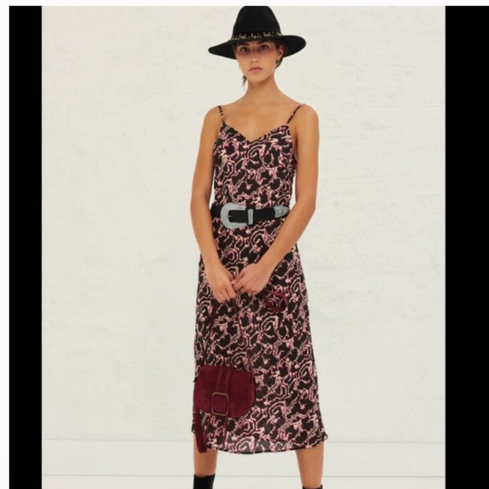 NWT NWT Ba&sh midi Tylan silk slip dress size US 6 ROBE TYLAN Carbone